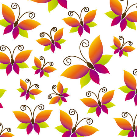 Colorful pattern with abstract butterflies vector illustrationのイラスト素材