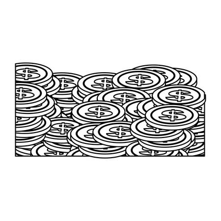 silhouette many metal  coins icon, vector illustration designのイラスト素材