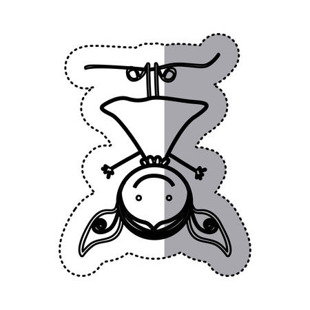 sticker sketch silhouette caricature girl with hair pigtails hanging upside down vector illustrationのイラスト素材