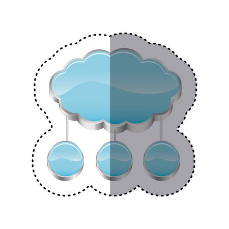 sticker cloud storage connected with set circular figures vector illustrationのイラスト素材