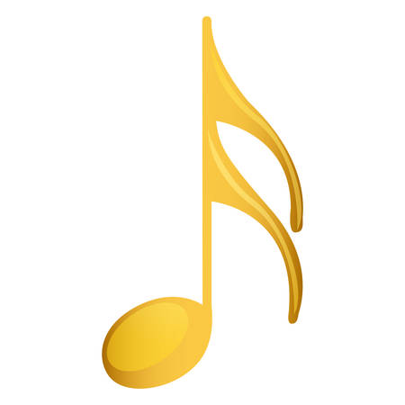 semiquaver note in golden with background white vector illustrationのイラスト素材
