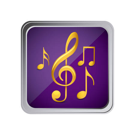 button with set of musical notes background purple vector illustrationのイラスト素材