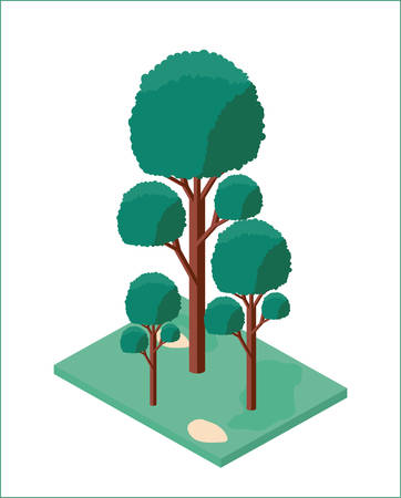 mini forest trees isometric icons vector illustration designのイラスト素材