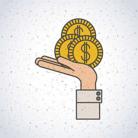 Coins over hand icon. Investment ideas profit and start up theme. Colorful and isolated design. Vector illustrationのイラスト素材