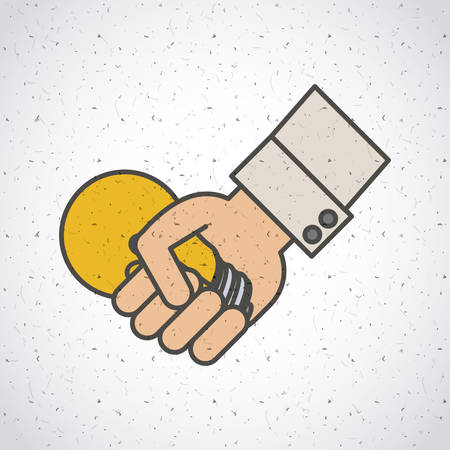 Light bulb and hand icon. Investment ideas profit and start up theme. Colorful and isolated design. Vector illustrationのイラスト素材