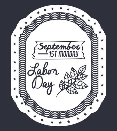 Label of labor day and leaves icon. Usa america september and national theme. Isolated design. Vector illustrationのイラスト素材