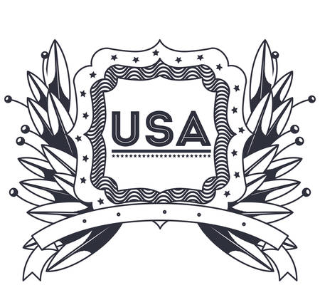 Label of usa icon. america and national government and country theme. Isolated design. Vector illustrationのイラスト素材