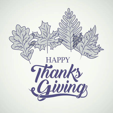 Happy Thanks Giving card with leaves illustrationのイラスト素材