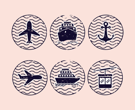 set seals arrival and transport vector illustration designのイラスト素材