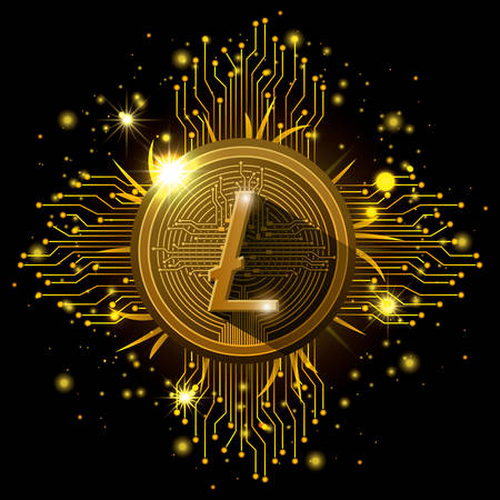 litecoin mining set icons vector illustration designのイラスト素材