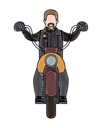 Biker in the classic motorcycle character vector illustration design.のイラスト素材