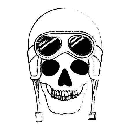skull of motorcyclist helmet with goggles vector illustration designのイラスト素材