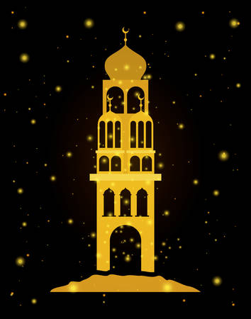 eid mubarak temple facade vector illustration designのイラスト素材