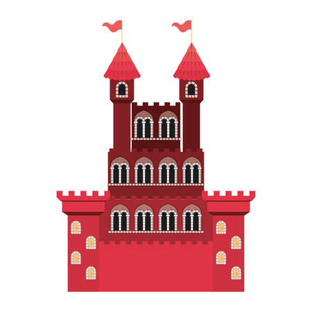 medieval castle with flags vector illustration designのイラスト素材