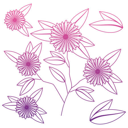cute sunflower flower with leafs decorative vector illustration designのイラスト素材