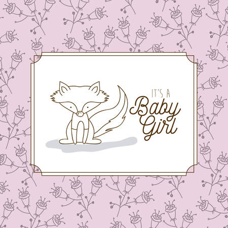 It's a baby girl frame with fox vector illustration designのイラスト素材