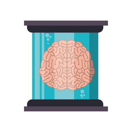 human brain organ in futuristic glass bottle vector illustration designのイラスト素材