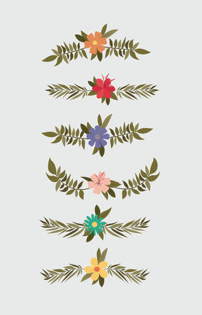 Cute flowers garden and leafs vector illustration designのイラスト素材