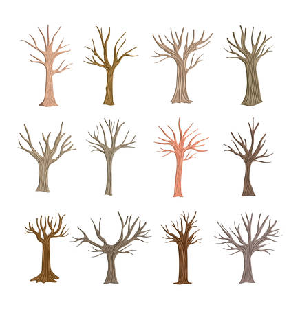 Autumn trees set collection vector illustration designのイラスト素材
