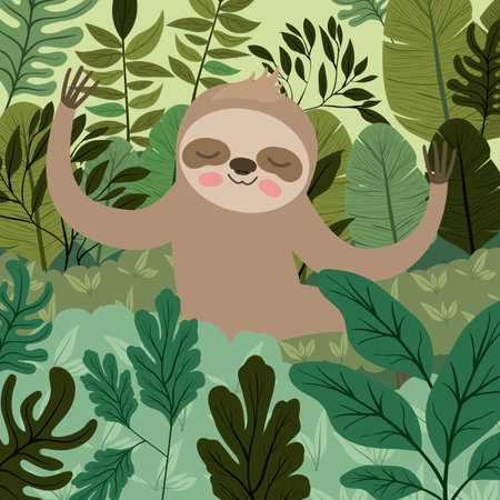 Sloth in the jungle scene design