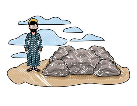 apostle of Jesus with halo in the rock character vector illustration designのイラスト素材