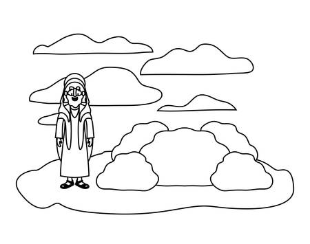 apostle of Jesus with halo in the rock character vector illustration designのイラスト素材