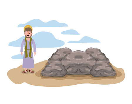 apostle of Jesus with halo in the rock character vector illustration designのイラスト素材