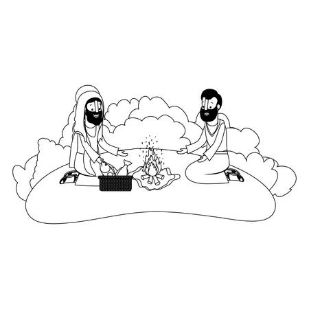 jesuschrist with apostle biblical scene vector illustration designのイラスト素材