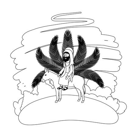 Jesus christ in the mule avatar character vector illustration designのイラスト素材