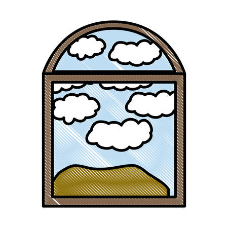 Landscape seen through the windows vector illustration design.のイラスト素材