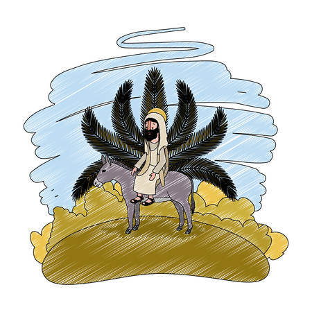 Jesus christ in the mule avatar character illustration design.のイラスト素材