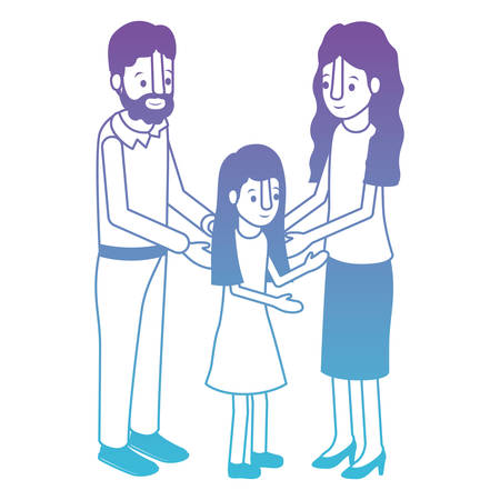 parents couple with daughter isometric characters vector illustration designのイラスト素材