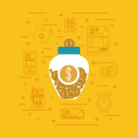 tax day set icons vector illustration designのイラスト素材