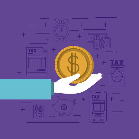tax day set icons vector illustration designのイラスト素材