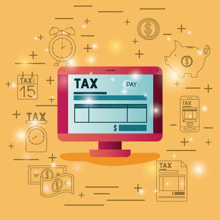 tax time set icons vector illustration designのイラスト素材