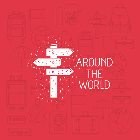 arrows signal guide with travel set icons vector illustration designのイラスト素材
