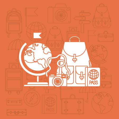 Travel around the world set icons vector illustration designのイラスト素材