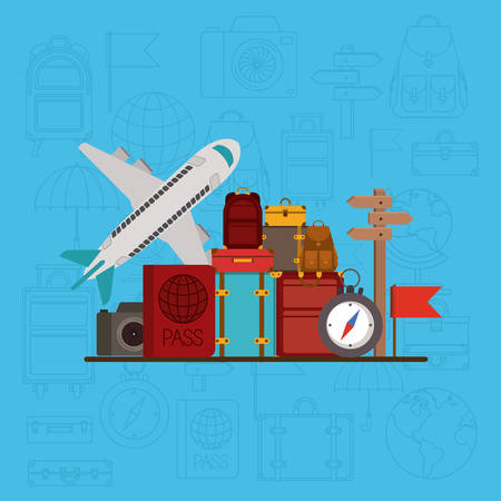 travel around the world set icons vector illustration designのイラスト素材