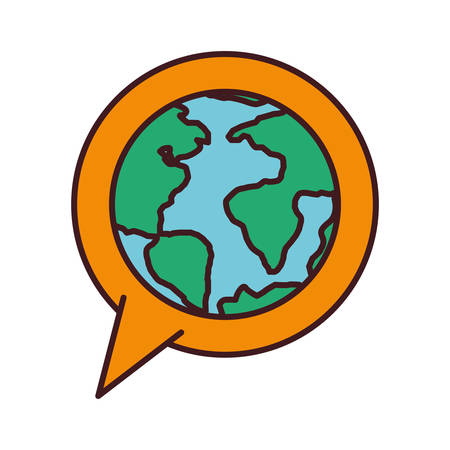 world planet earth in speech bubble vector illustration designのイラスト素材