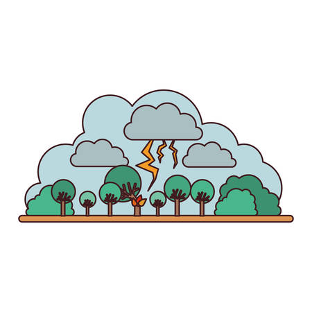 storm electric in landscape natural disaster vector illustration designのイラスト素材