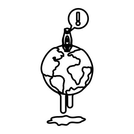 earth melting with polar bear warning to global warming illustration designのイラスト素材