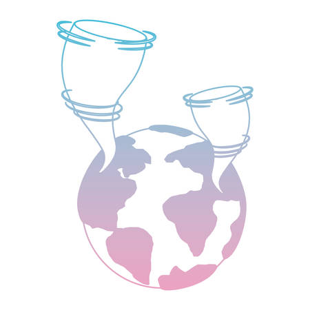 earth planet with twister natural disaster vector illustration designのイラスト素材