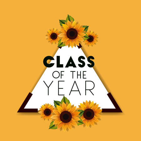 class of the year triangular and floral frame vector illustration designのイラスト素材