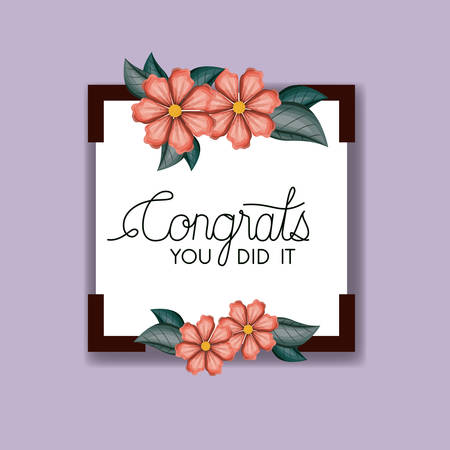class of the year square and floral frame vector illustration designのイラスト素材
