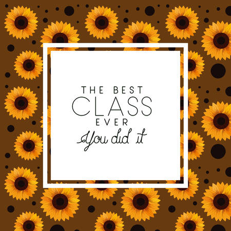 class of the year square frame and floral pattern background vector illustrationのイラスト素材