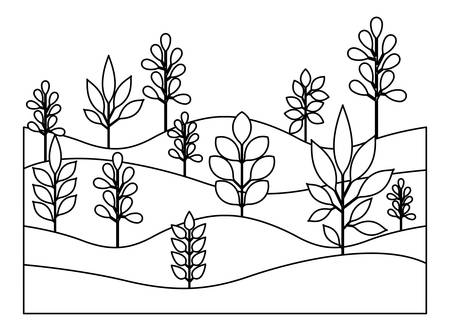 field landscape natural scene vector illustration designのイラスト素材