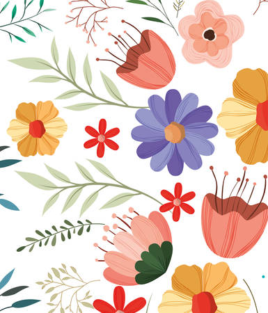 flower and leafs decorative pattern background vector illustration designのイラスト素材