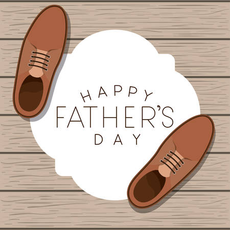 happy fathers day card with elegant shoes over wooden backgroundのイラスト素材