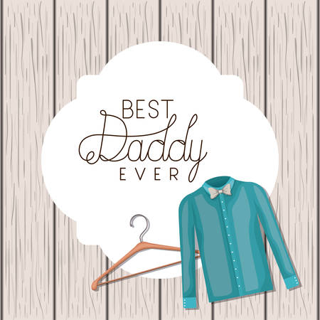happy fathers day card with elegant shirt over wooden backgroundのイラスト素材