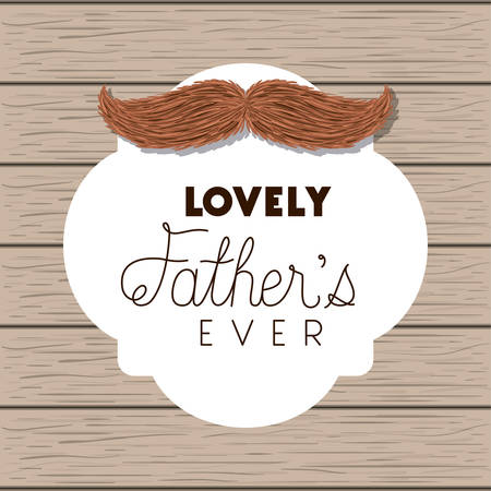 happy fathers day card with mustache over wooden backgroundのイラスト素材